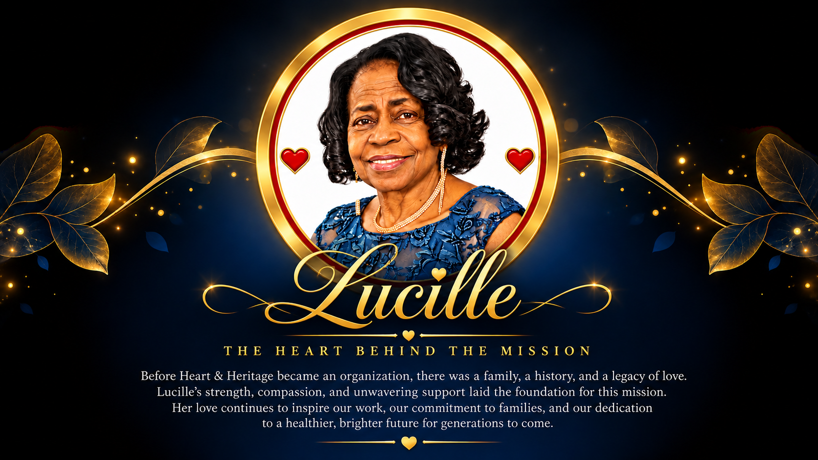 Lucille T. Bonvillian — portrait in a gold medallion ring surrounded by golden leaves
